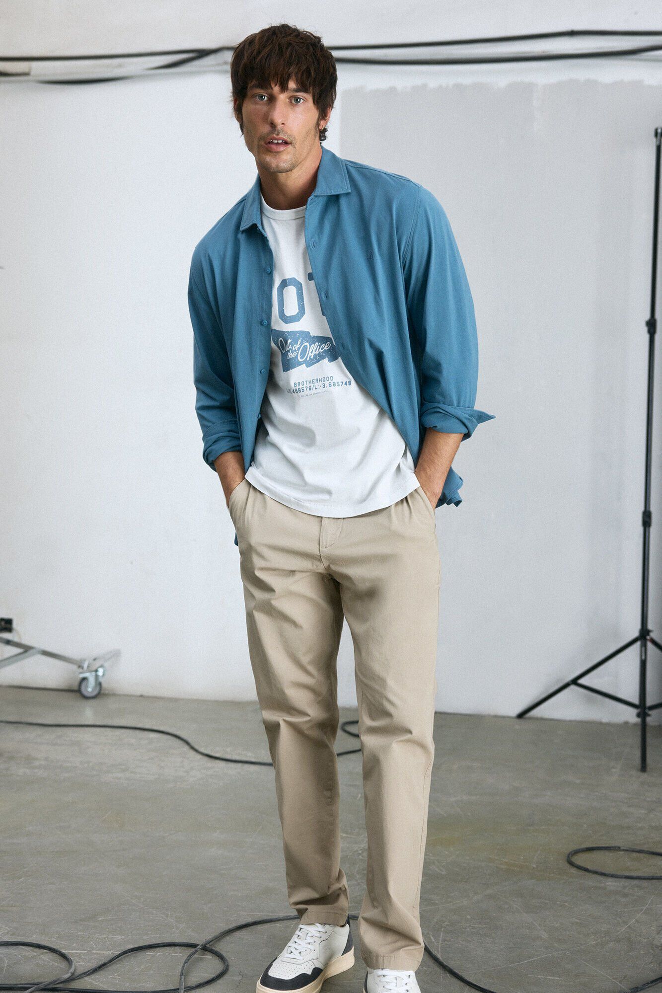 OOTO Camisa lisa de manga comprida