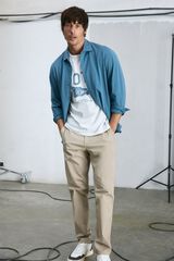 OOTO Camisa lisa de manga comprida Azul