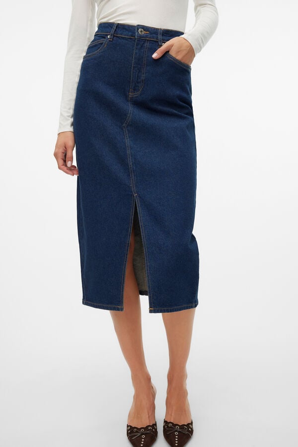 Vero Moda Falda vaquera midi Azul marino