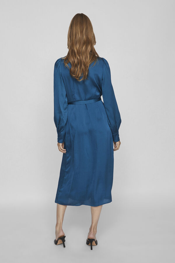 Vila Vestido midi satinado Turquesa