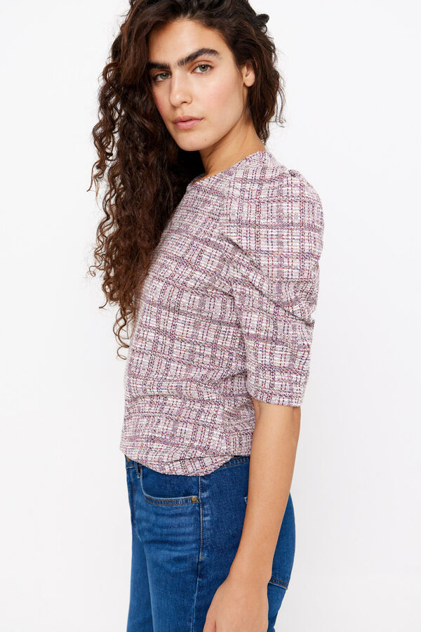 Cortefiel Top de tweed de punto Rosa