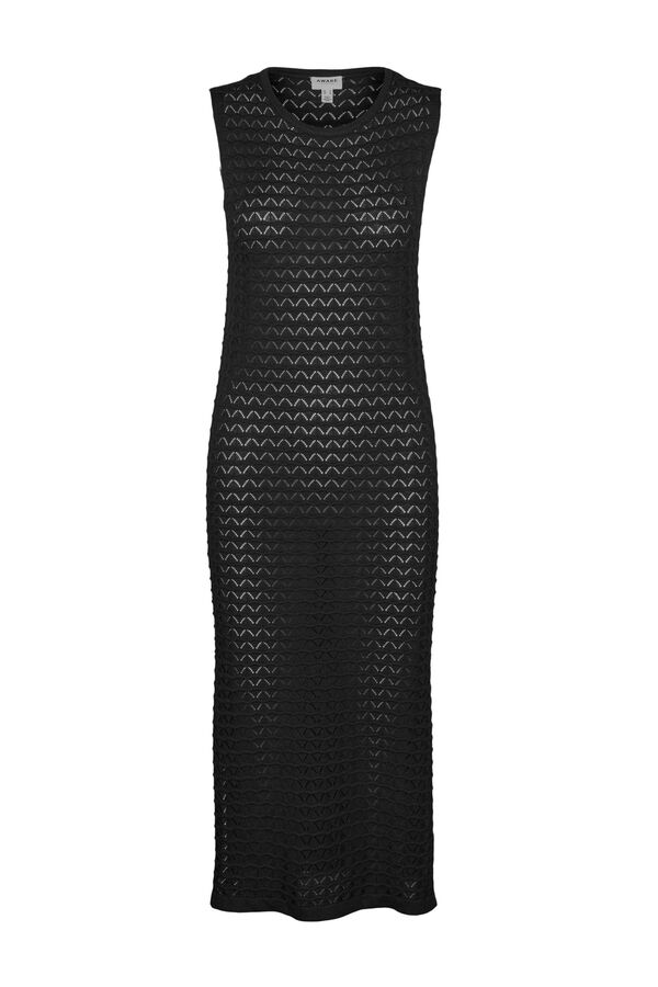 Cortefiel Vestido midi sem mangas de crochê Preto