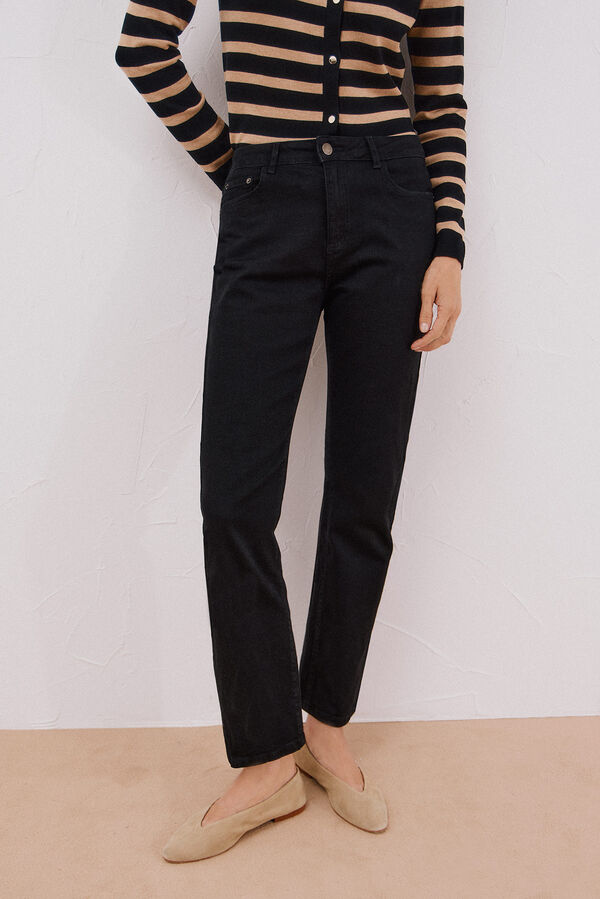 Cortefiel Cal&ccedil;a jeans reta  Preto