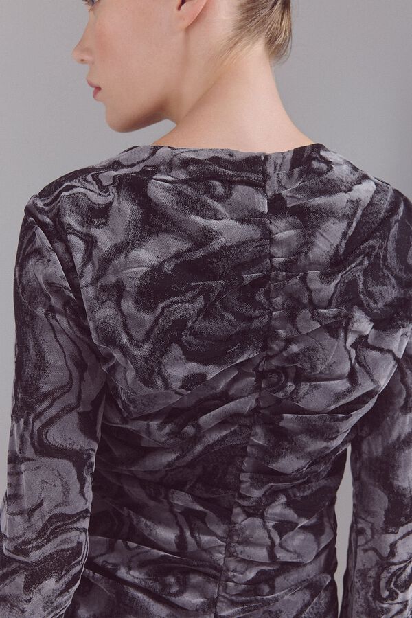 Slowlove Vestido de tule Devor&eacute; Cinzento