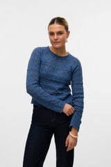 Vero Moda Camiseta de punto calado manga larga Azul marino