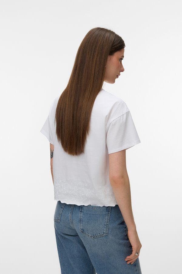 Vero Moda Camiseta b&aacute;sica con detalle estampado en el bajo Blanco