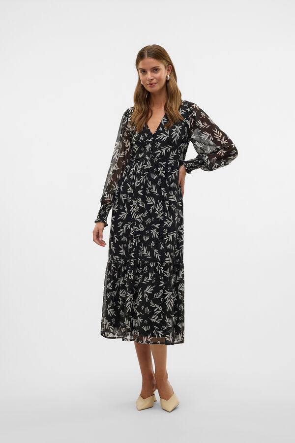 Vero Moda Vestido largo manga larga Negro