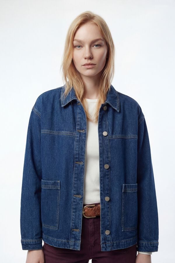 Vila Jaqueta jeans com bolsos Azul