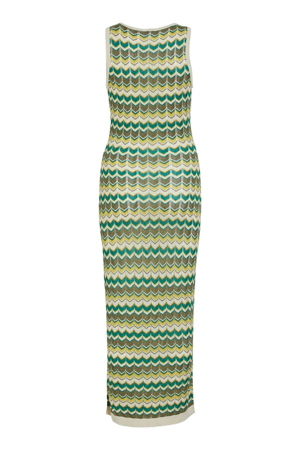 Vila Vestido midi de punto pointelle con lúrex Verde oscuro