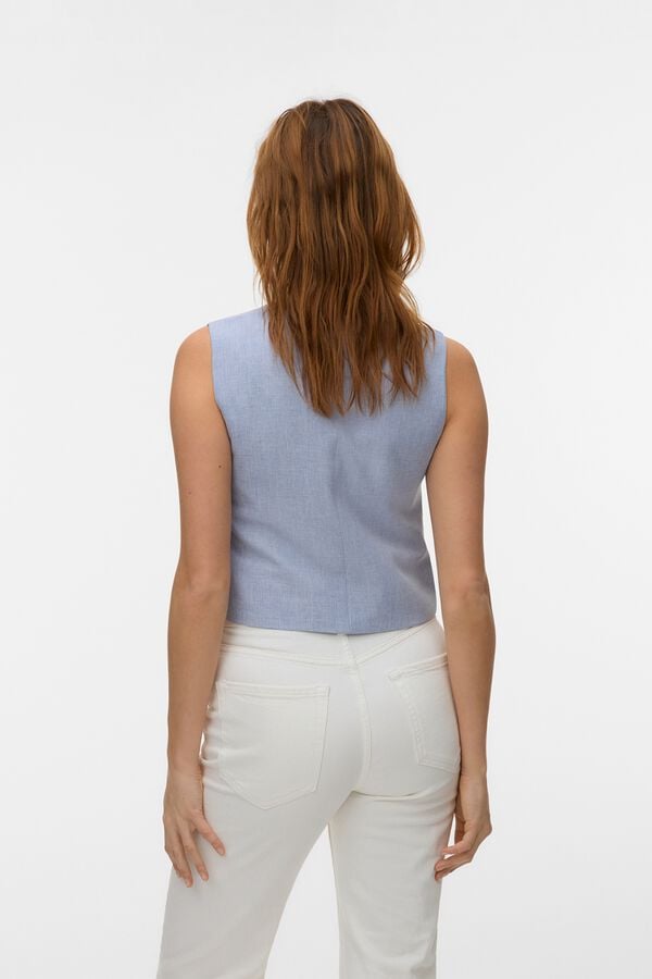Vero Moda Colete com fecho de bot&otilde;es e abertura frontal Azul