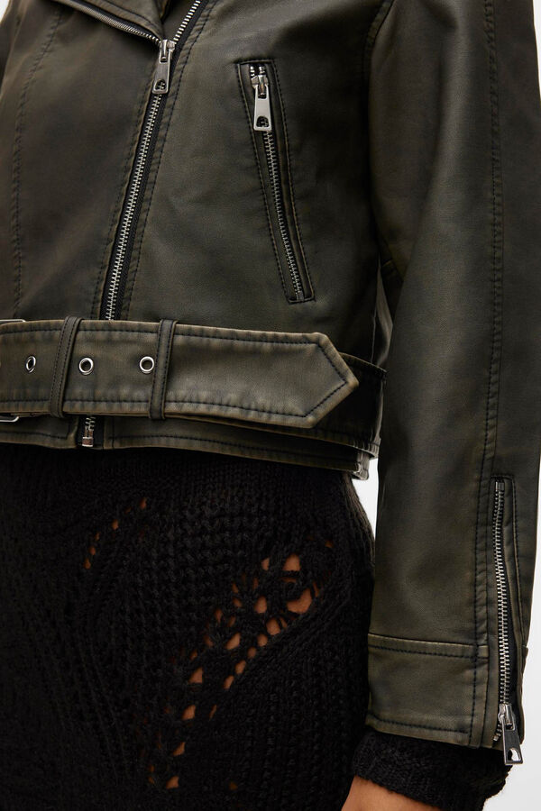 Vero Moda Cazadora efecto piel Marr&oacute;n