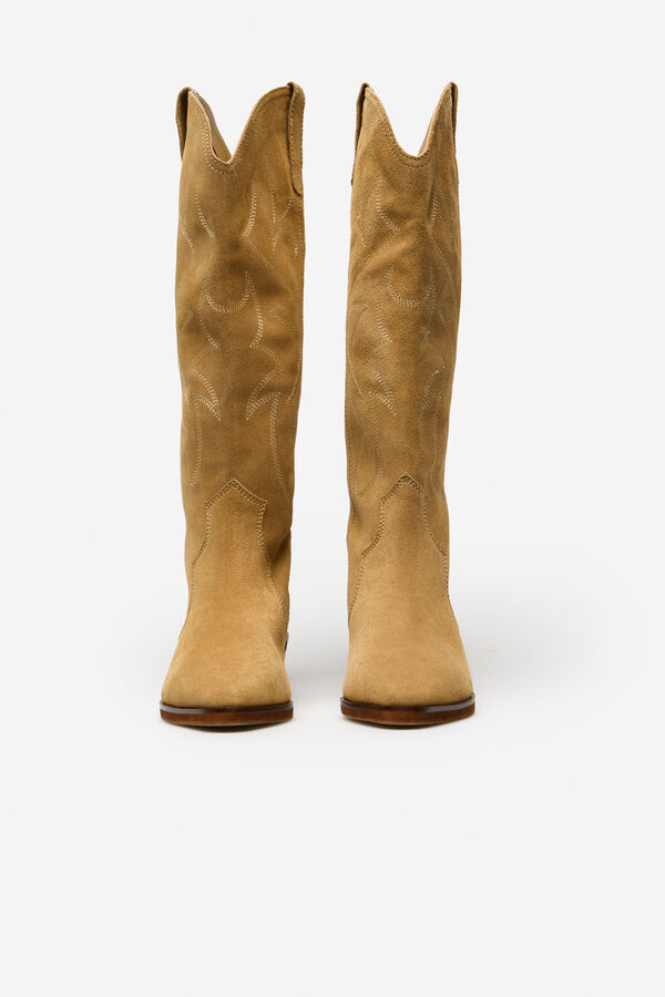 Cortefiel Bota cowboy serraje Beige