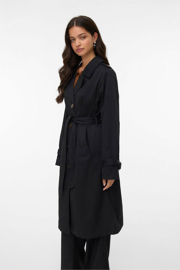 Vero Moda Gabardina longo com cinto  Preto