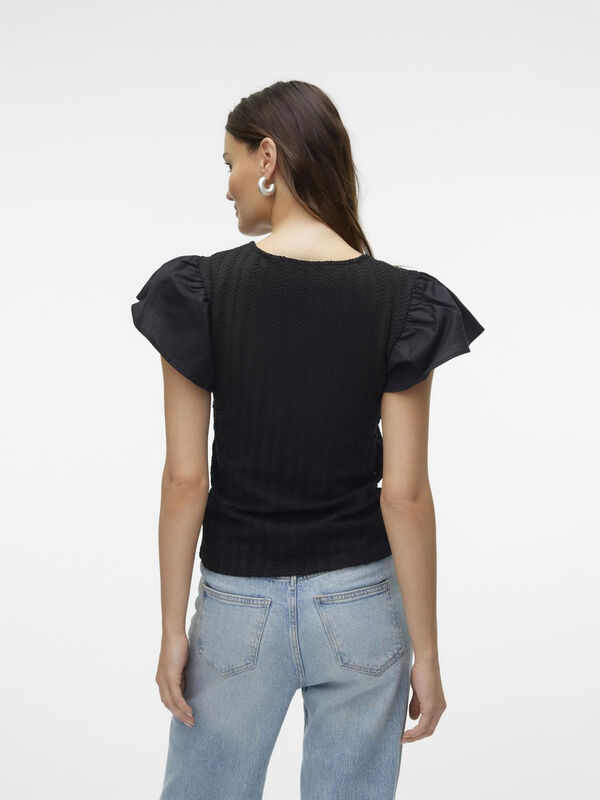 Vero Moda Top de punto con manga de volumen Negro