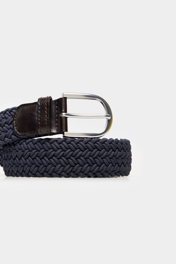 Cortefiel Cintur&oacute;n trenzado elastico Azul marino