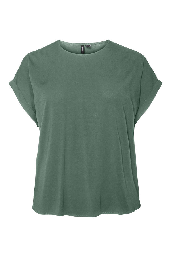Cortefiel Camisa manga curta e decote redondo curve Verde