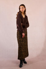 Molly Bracken Jersey de manga larga con encaje en el escote Marr&oacute;n oscuro