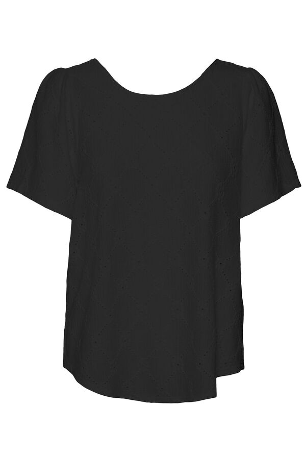 Vero Moda Top de manga curta fluida e decote redondo Preto