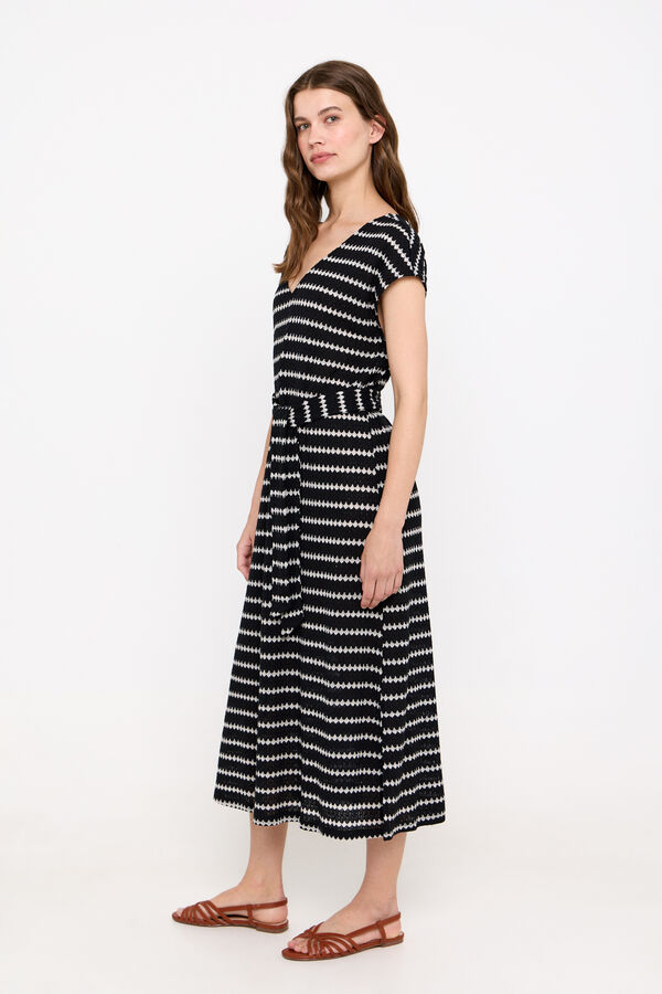 Cortefiel Vestido rayas estructura Negro