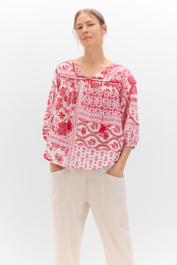Cortefiel Blusa bordado a contraste Multicolor
