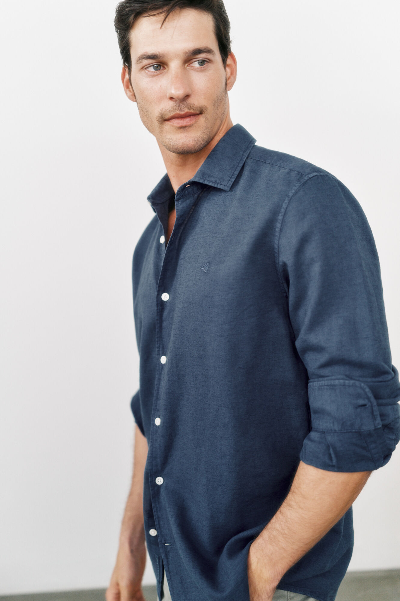 OOTO Camisa algod&atilde;o linho manga comprida