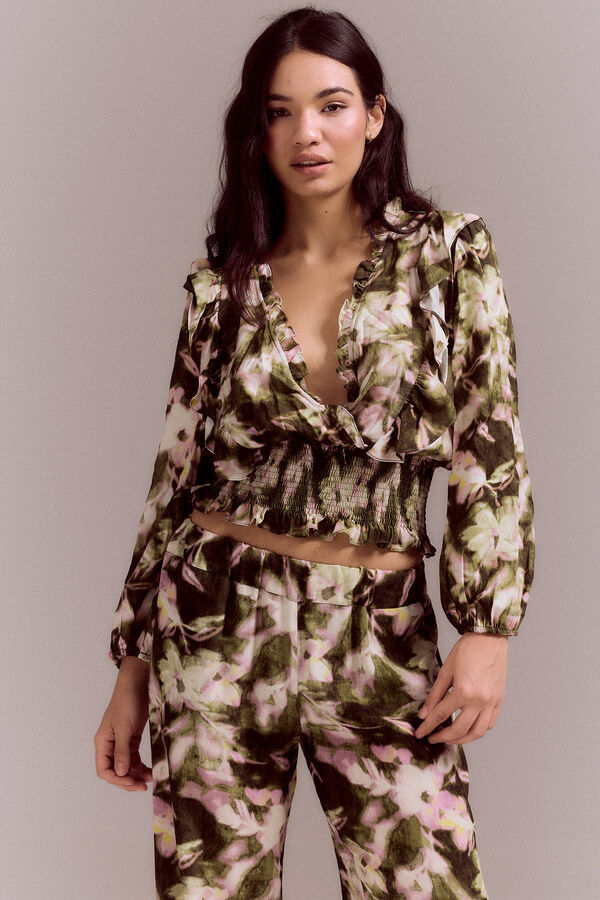 Slowlove Blusa estampada nido de abeja Multicolor