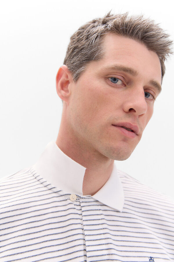 Cortefiel Polo estrutura piquei de raias  Branco