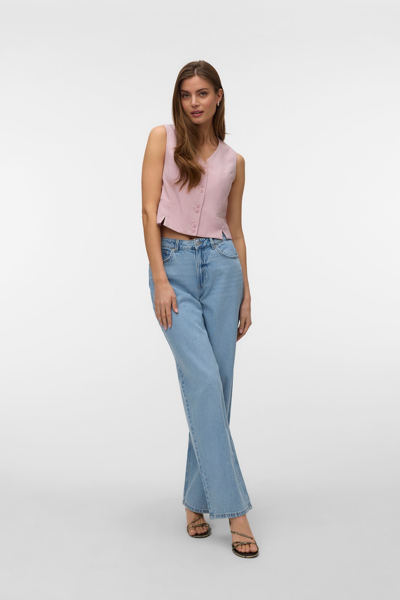 Vero Moda Chaleco con cierre de botones y abertura frontal