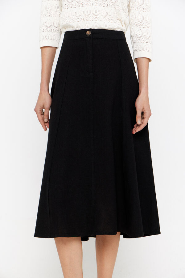 Cortefiel Falda midi botones Negro