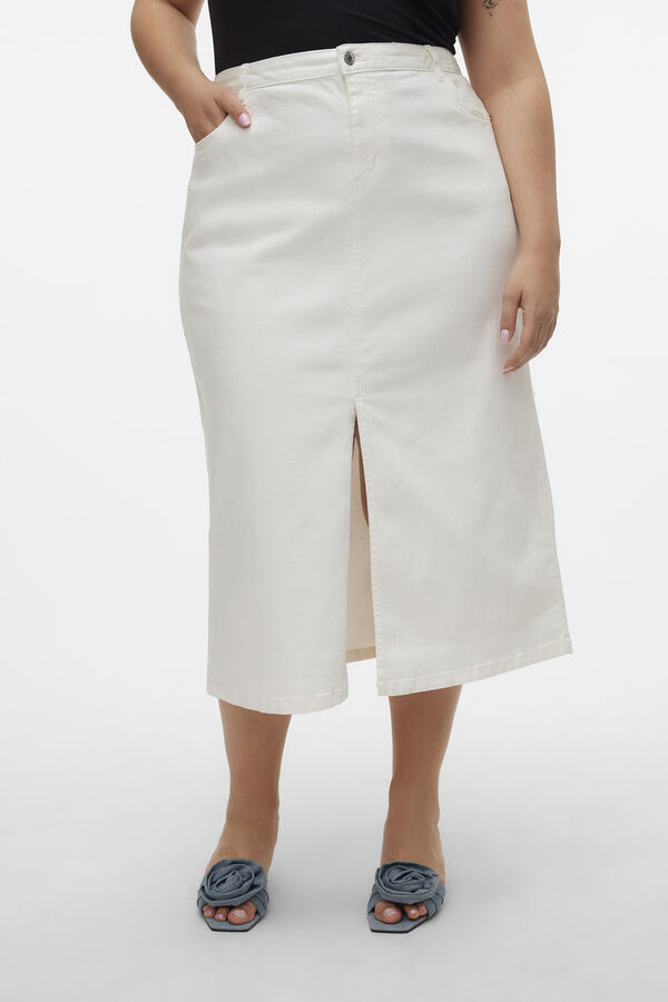 Vero Moda Curve Falda midi denim talla grande Blanco