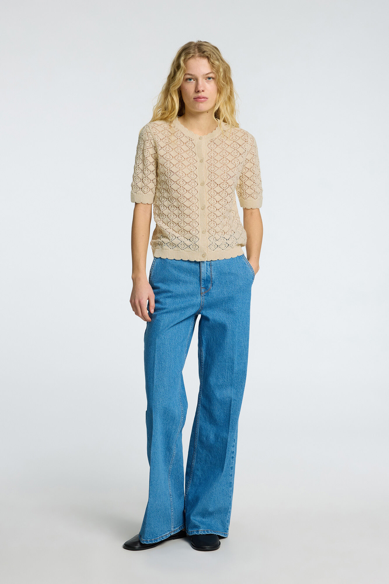 Selected Femme Cardigan de malha de manga manga curta