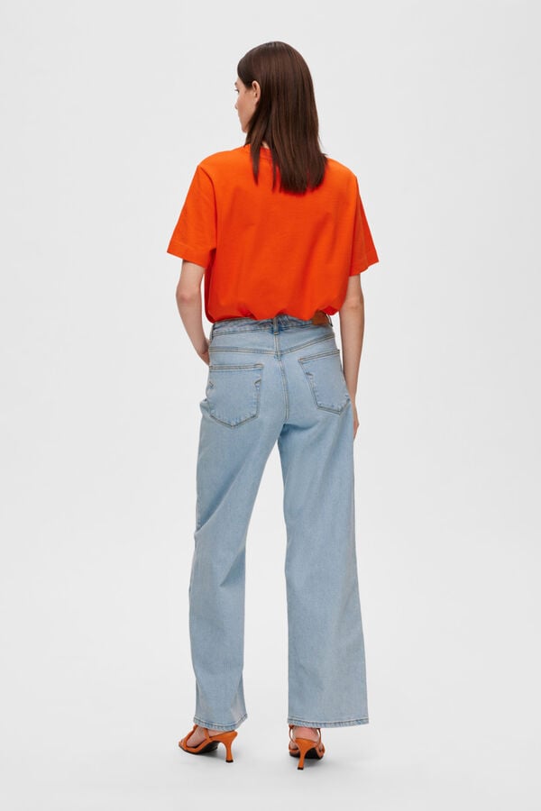 Selected Pantal&oacute;n vaquero Wide Leg confeccionado con algod&oacute;n org&aacute;nico Azul