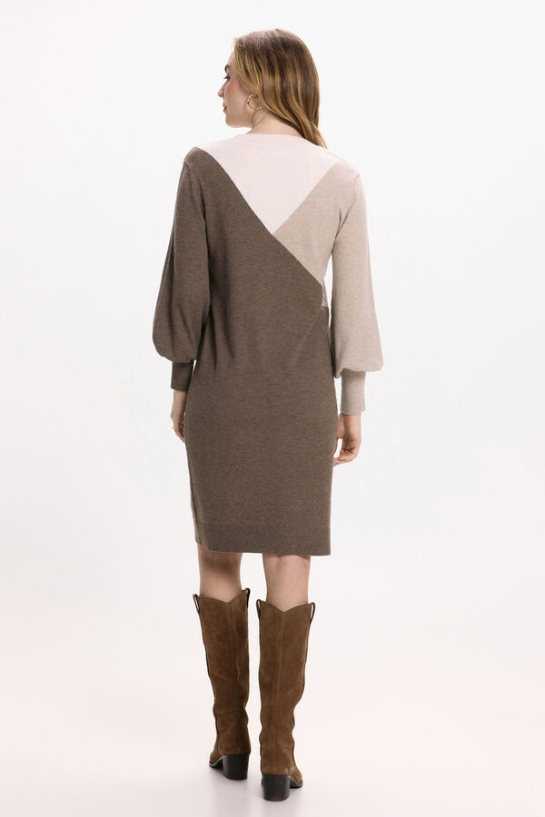 Vila Vestido de malha com viscose Castanho