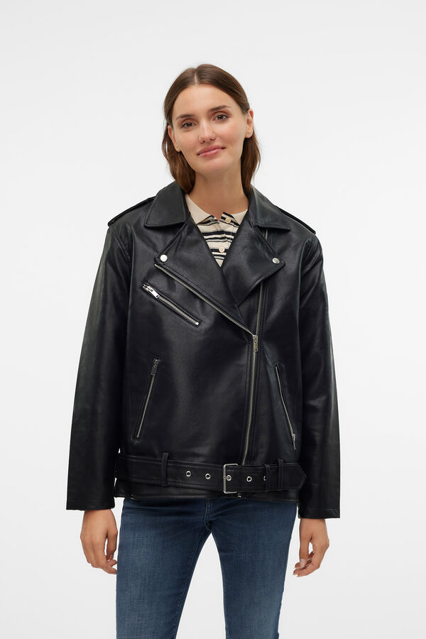 Vero Moda Cazadora biker efecto piel Negro