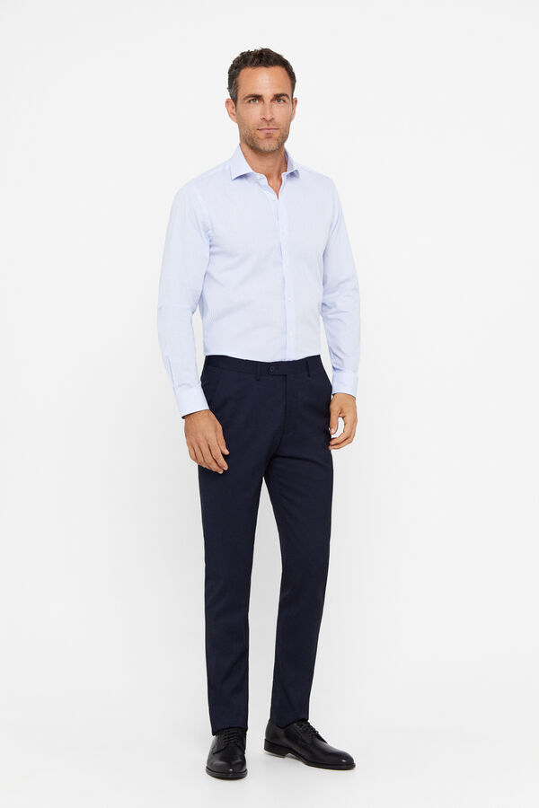 Cortefiel Camisa vestir cuadros facil plancha Azul