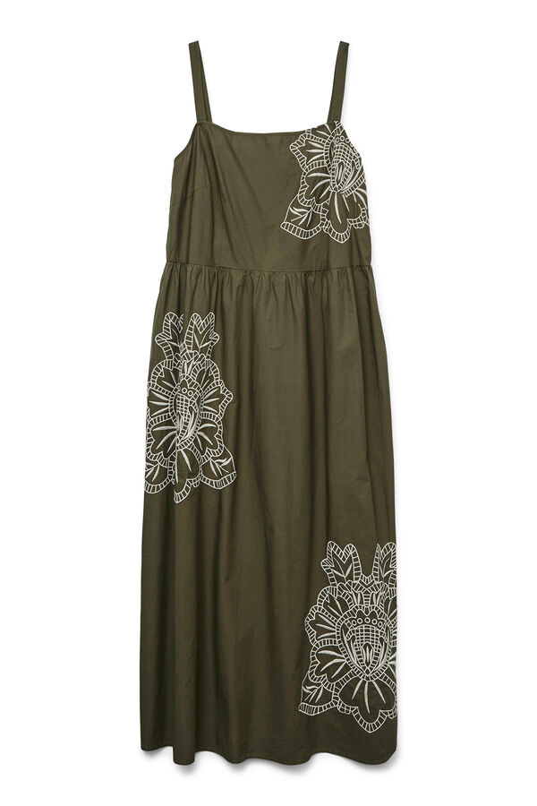 Vero Moda Curve Vestido midi de tirantes con bordados talla grande Verde