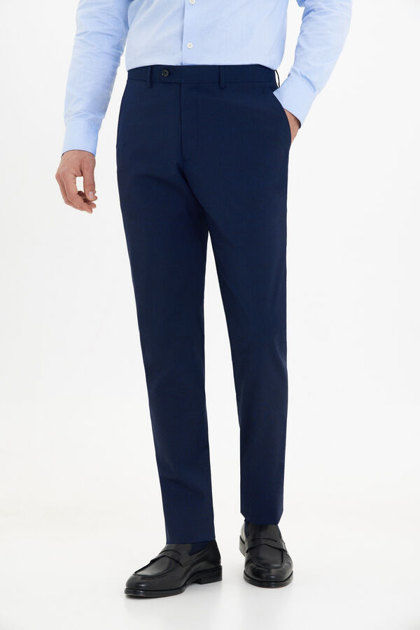 Cortefiel Pantal&oacute;n microcuadro slim fit Azul marino