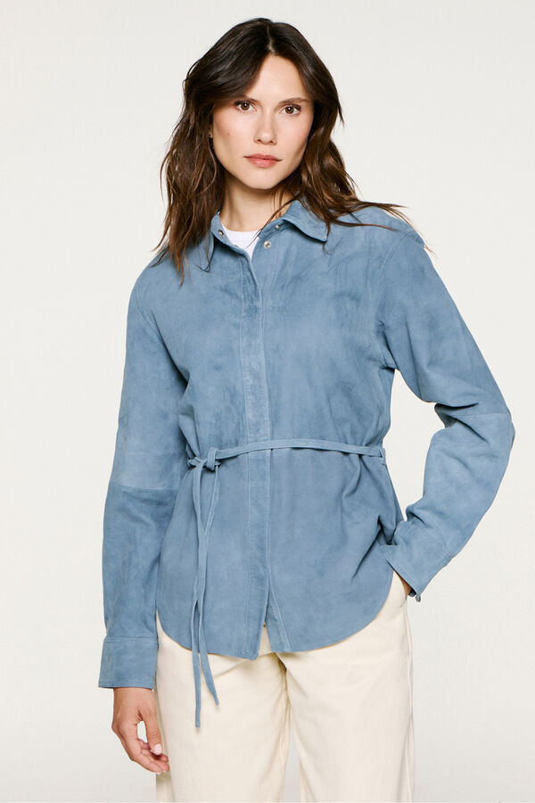 Selected Casaco 100% em pele de cabra Azul