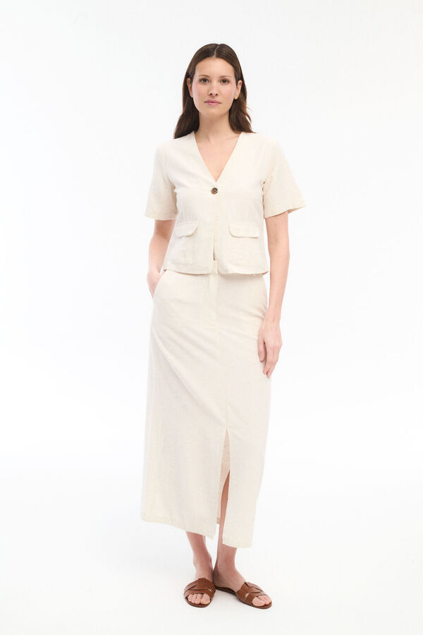 Vila Falda midi cintura alta Marrón