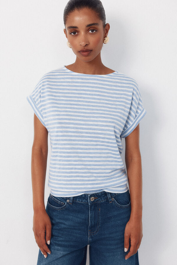 Cortefiel T-shirt riscas Azul