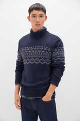Cortefiel Jersey navidad lana cuello alto Azul marino