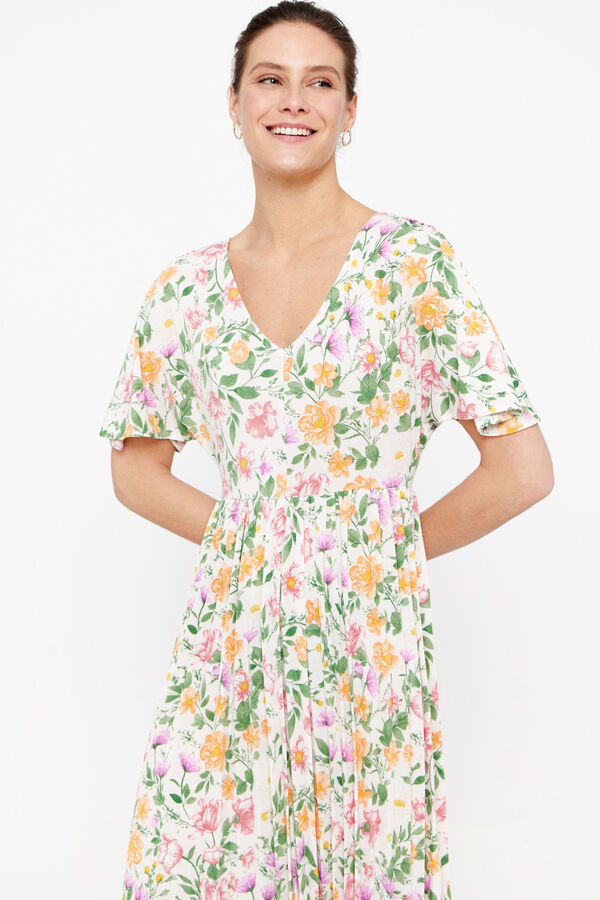 Cortefiel Vestido midi falda plisada Multicolor