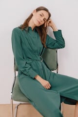 Cortefiel Vestido camisero fluido Verde