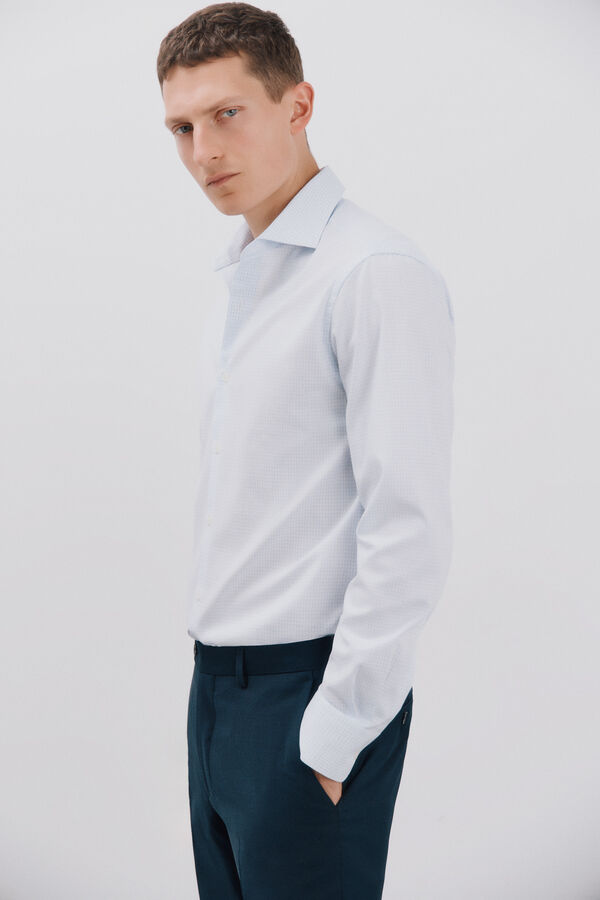 Cortefiel Camisa vestir cuadros f&aacute;cil plancha Azul