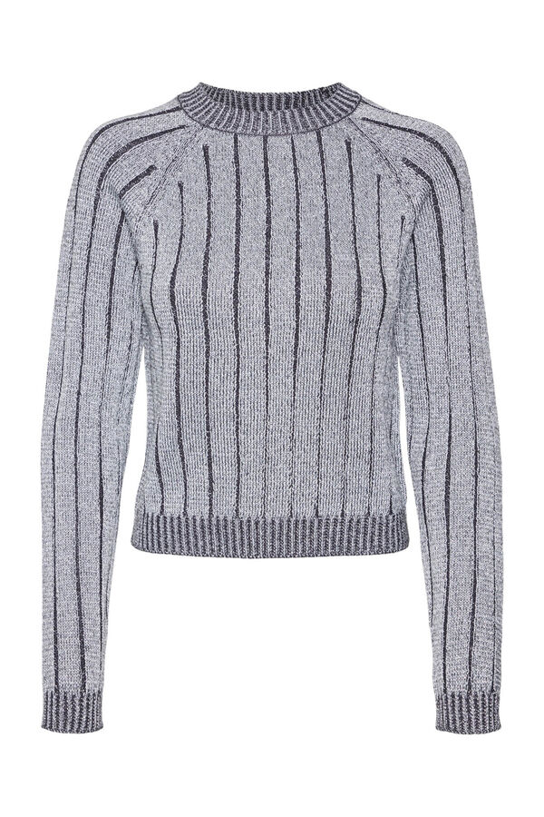 Vero Moda Su&eacute;ter riscas com lurex Cinzento