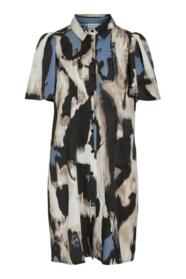 Vila Vestido curto de cetim estampado Azul