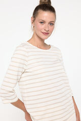 Vero Moda Top de algod&atilde;o com manga 3/4 e gola redonda  Cinzento