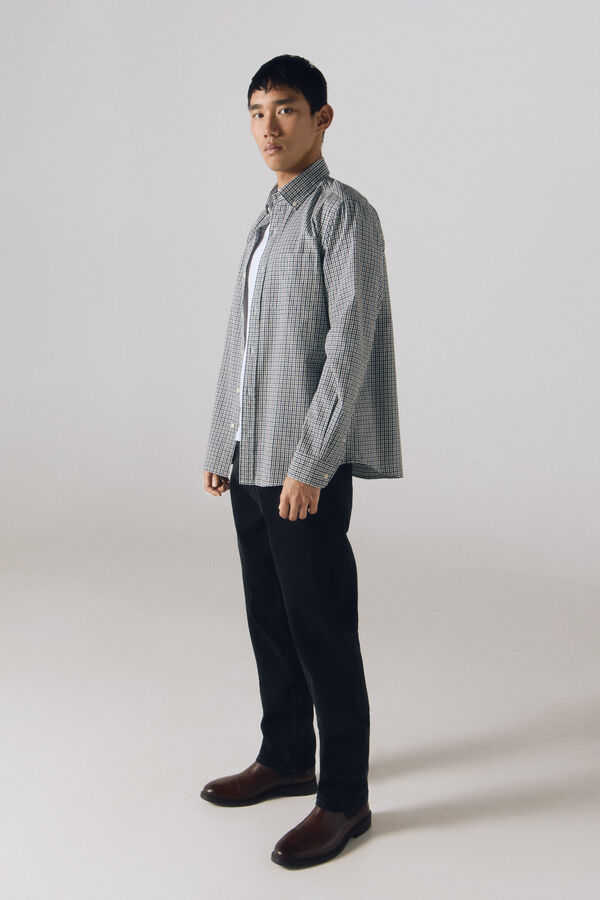Cortefiel Camisa twill cuadros Verde oscuro