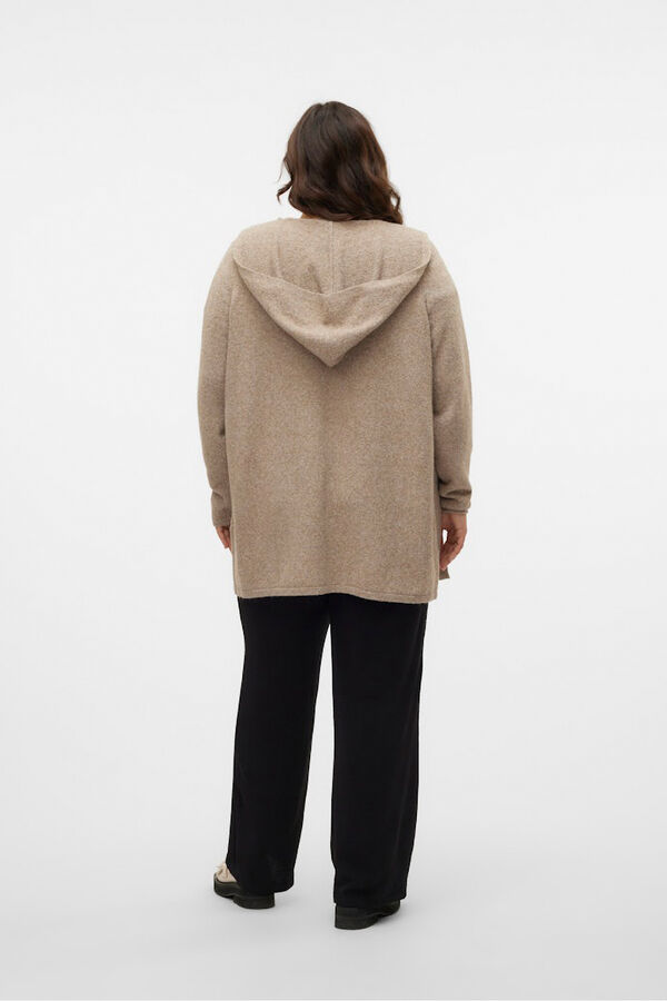 Vero Moda Curve C&aacute;rdigan con capucha talla grande Marr&oacute;n