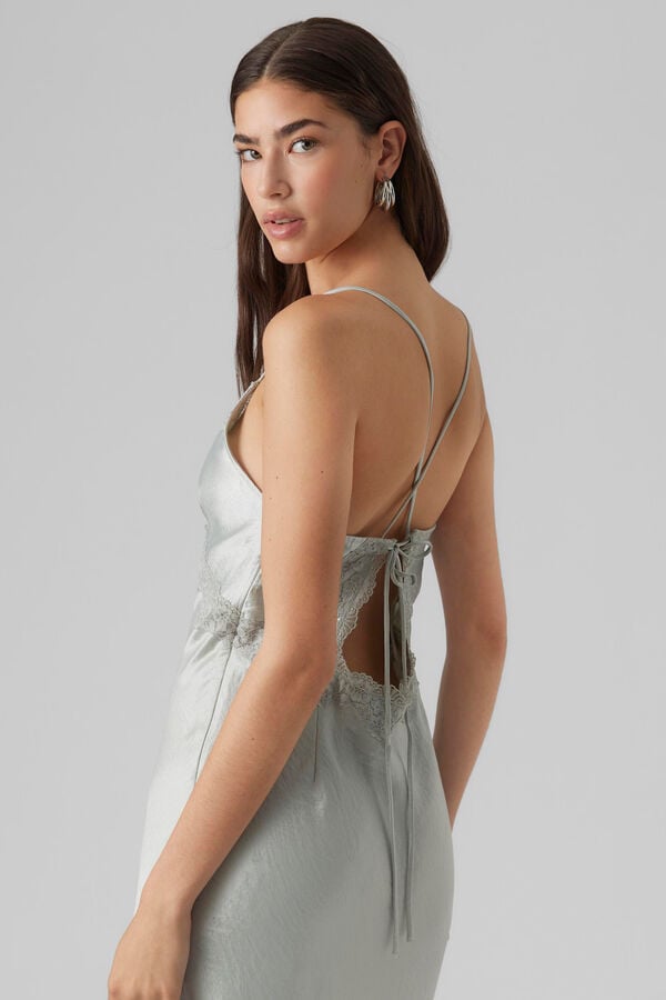 Vero Moda Vestido midi lencero Gris